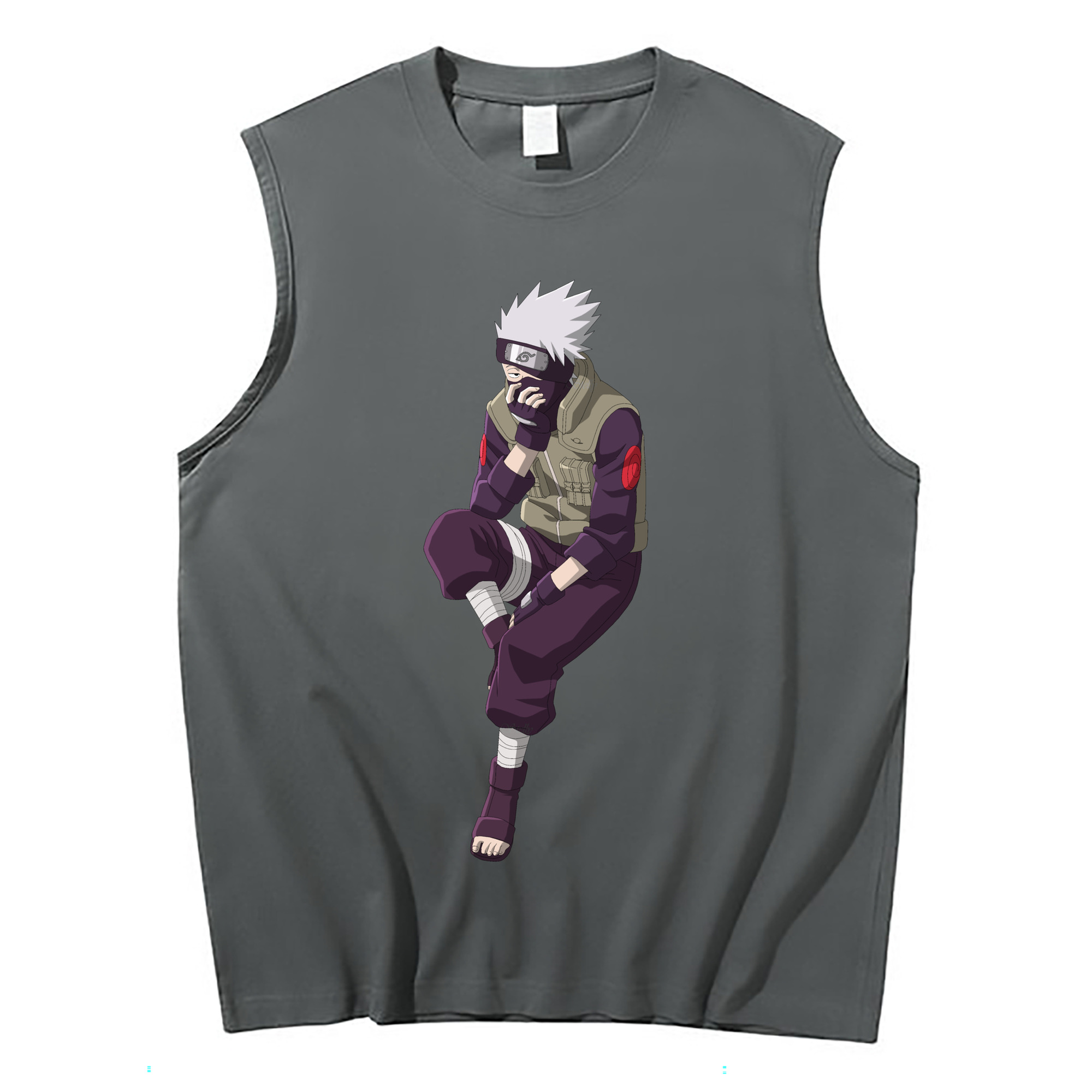 （画像用） NARUTO -ナルト- はたけ カカシ Hatake Kakashi コットン100％タンクトップ（フロントプリント）